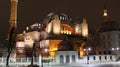 A magnificent architectural structure. night view of hagia sophia. mosque