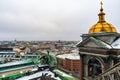 St. Petersburg, Russia, February 2020 The bell tower of St. Isaac`s Cathedral and the roofs of the old city.