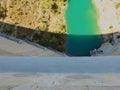 Magnificent bird`s eye view from the top of the Bimont dam in Provence near Aix en Provence