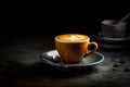 Magnificent breakfast with espresso, macchiato or cappuccino on bar countertop. Generative AI