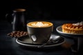 Magnificent breakfast with espresso, macchiato or cappuccino on bar countertop. Generative AI