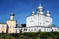 Russia, Veliky Novgorod, May 2018. Orthodox convent churches.