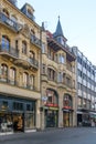 Magnificent buildings in the nice Freie Str. Basel, Swiss, Europe
