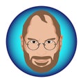 Magnificent caricature design for Steve Jobs in a blue circle