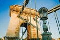 Magnificent Chain Bridge Szechenyi Lanchid in beautiful Budapest, Hungary