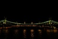 Magnificent Chain Bridge Szechenyi Lanchid at night in beautiful Budapest, Hungary Royalty Free Stock Photo