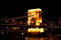 Magnificent Chain Bridge Szechenyi Lanchid at night in beautiful Budapest, Hungary Royalty Free Stock Photo