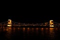 Magnificent Chain Bridge Szechenyi Lanchid at night in beautiful Budapest, Hungary Royalty Free Stock Photo