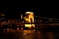 Magnificent Chain Bridge Szechenyi Lanchid at night in beautiful Budapest, Hungary Royalty Free Stock Photo