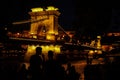 Magnificent Chain Bridge Szechenyi Lanchid at night in beautiful Budapest, Hungary Royalty Free Stock Photo