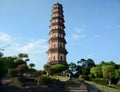 Magnificent Chinese pagoda named Panyu Lian Hua Ta in Lotus Hill. Guangzhou, China Royalty Free Stock Photo