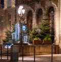 Magnificent Christmas decoration in front of the town hall, at nigh