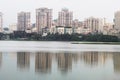 Magnificent City Skyline, Powai Lake and greenery shot during the monsoons in Mumbai, India Royalty Free Stock Photo