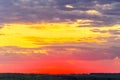 Magnificent colorful sunset in the steppe Royalty Free Stock Photo