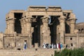 The magnificent columned ruins at the Temple of Kom Ombo in Egypt.