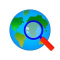Magnificent concept design of the planet Earth under a magnifying glass on a white background
