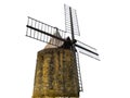 Magnificent Daudet mill. Old stone windmill isolated on white background