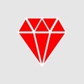 Magnificent design of a large red diamond on a gray background