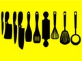 Magnificent design of a set of silhouettes of kitchen tools