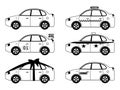 Magnificent design of a sketch of six different cars