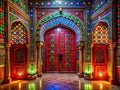 Exquisitely Crafted Doors A Symphony of Color and Intricate Detail Royalty Free Stock Photo