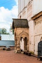 Russia, Rostov, July 2020. Entrance to the Church of the Savior Not Made by Hands in the city Kremlin.