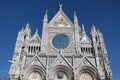 The magnificent facade of the cathedral of Siena, Tuscany, Italy.