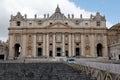 The magnificent facade of St. Peter`s Basilica in Rome.