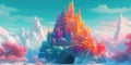 Magnificent Fairytale Castle Amidst Snowy Mountains