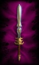 Magnificent fantasy barbarian sword lying on a piece of cloth