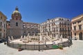 Magnificent fountain Fontana Pretoria on Piazza Pretoria. Work of the Florentine sculptor Francesco Camilliani. Palermo Sicily