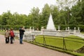 Petergof, Russia, July 2019. View of the fountain `Pyramid` in the lower park. Royalty Free Stock Photo