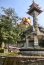 A magnificent golden statue of Buddha in the mountains, Taiwan