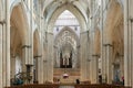 Magnificent gothic Nave inside York Minster, historic cathedral built in English gothic architectural style, UK