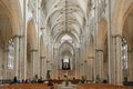 Magnificent gothic Nave inside York Minster, historic cathedral built in English gothic architectural style, UK