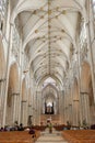 Magnificent gothic Nave inside York Minster, historic cathedral built in English gothic architectural style, UK