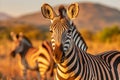 Magnificent herd of majestic zebras roaming freely in the vast african savannah scenic landscape Royalty Free Stock Photo