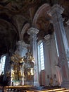 The magnificent interior of the church in the style of Baroque in Mainz.