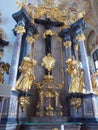 The magnificent interior of the church in the style of Baroque in Mainz.