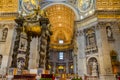 Magnificent interior view of Saint Peter`s Basilica in Vatican City Italy
