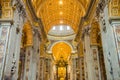 Magnificent interior view of Saint Peter`s Basilica in Vatican City Italy