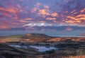 The Magnificent Isle of Arran at Sunset with a Blazing Red Sunset Sky