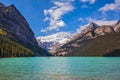 Magnificent Lake Louise with emerald green water Royalty Free Stock Photo