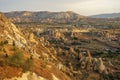 The magnificent landscape of Cappadocia at golden hour.