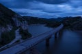 Magnificent landscape, nightscape with light trails and the rock phenomenon The Wonderful Rocks Balkan mountain, Bulgaria