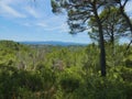 Magnificent landscape of Provence near Aix en Provence with abundant vegetation, hills and mountains