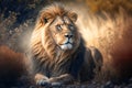 Magnificent lion in wilderness