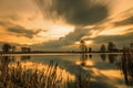 Magnificent long exposure lake sunset Royalty Free Stock Photo