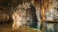 The magnificent and majestic caves of Diros in Greece. AI Generative