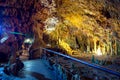 The magnificent and majestic caves of Diros in Greece. A spectacular sight of stalacites and stalagmites.